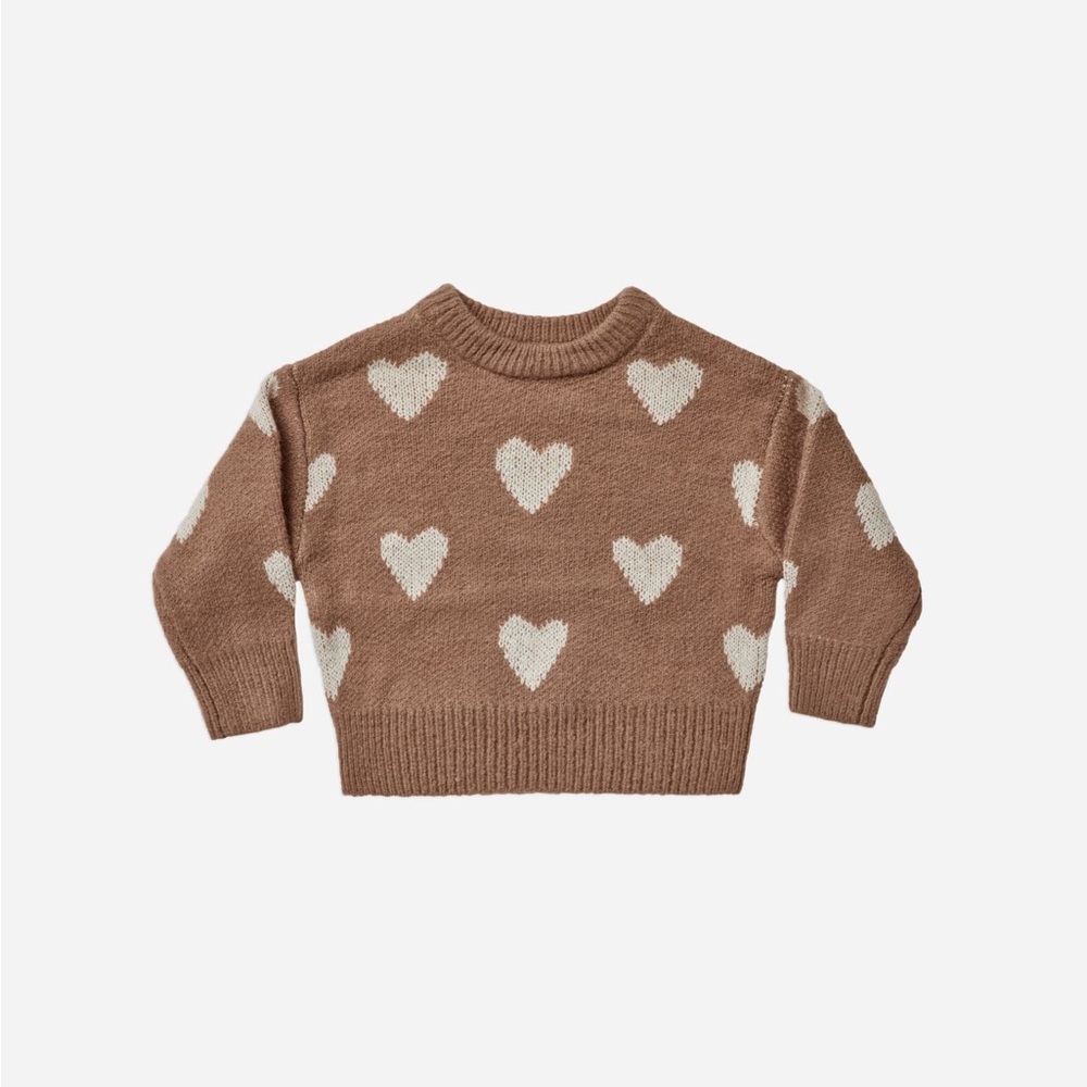 Rylee + Cru Tan Sweater with Heart Design